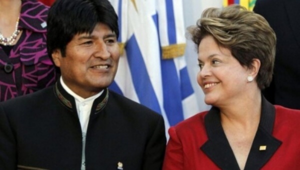 El presidente de Bolivia y la presidenta Dilma Rousseff