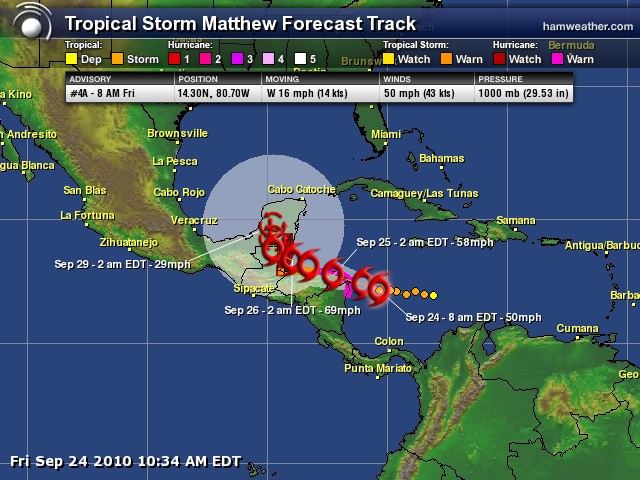 Trayectoria Tormenta Matthew