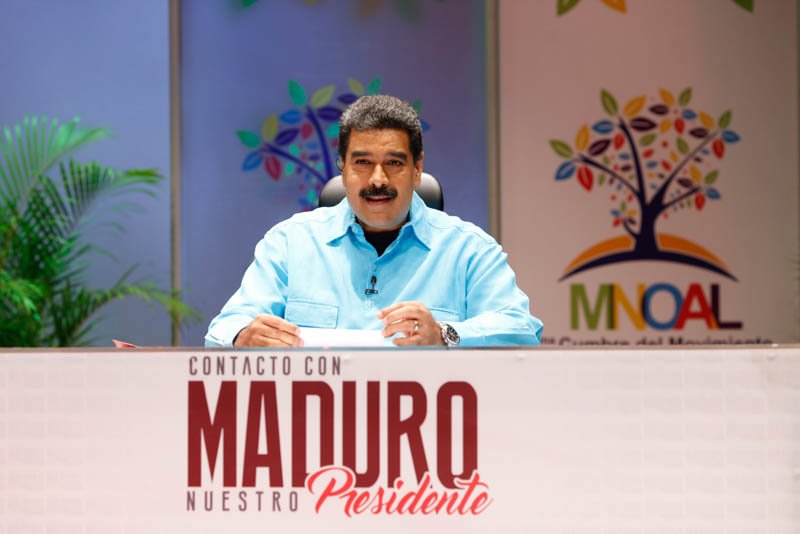 Presidente Maduro en el set de medios de la XVII Cumbre del MNOAL en Margarita