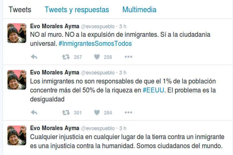 tweeter del presidente de Bolivia, Evo Morales