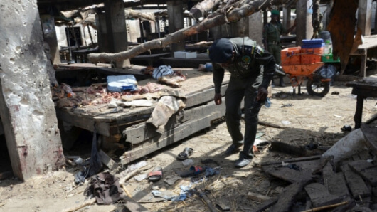 Imagen del local afectado minutos después del ataque