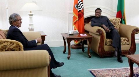 Presidente Zambia el Sr. Edgard longo junto al Ministro Mohamed Salem Ould salek