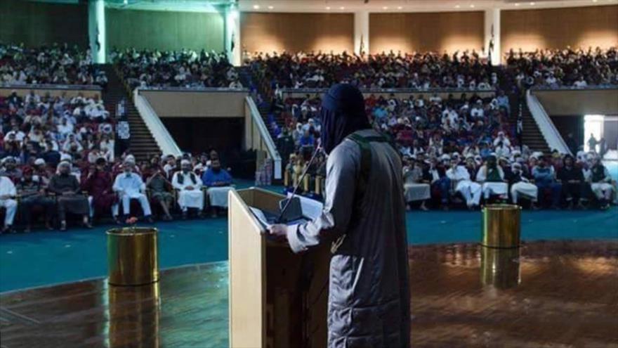 Cabecilla del grupo terrorista EIIL (Daesh, en árabe) durante un discurso en la ciudad de Sirte, ubicada en el norte de Libia