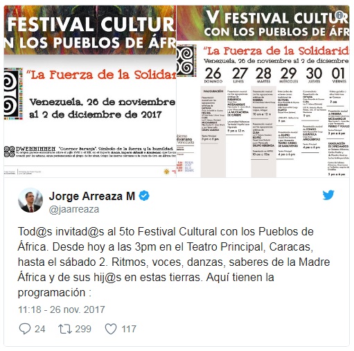 Twitter del Ministro del Poder Popular para Relaciones Exteriores Jorge Arreaza