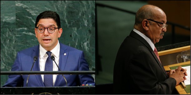 Ministro de Asuntos Exteriores y Cooperación Internacional marroquí Nasser Bourita y su homólogo argelino Abdel Kader Messachel