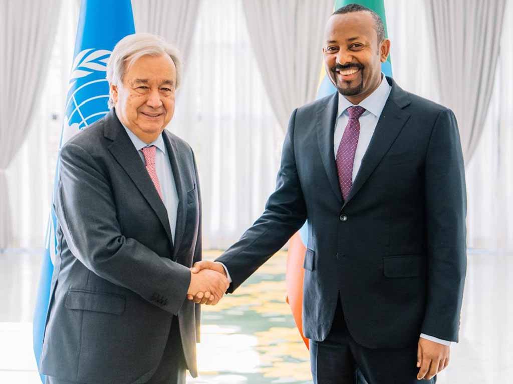 Antonio Guterres Secretario General de las Naciones Unidas y El primer ministro de Etiopía, Abiy Ahmed