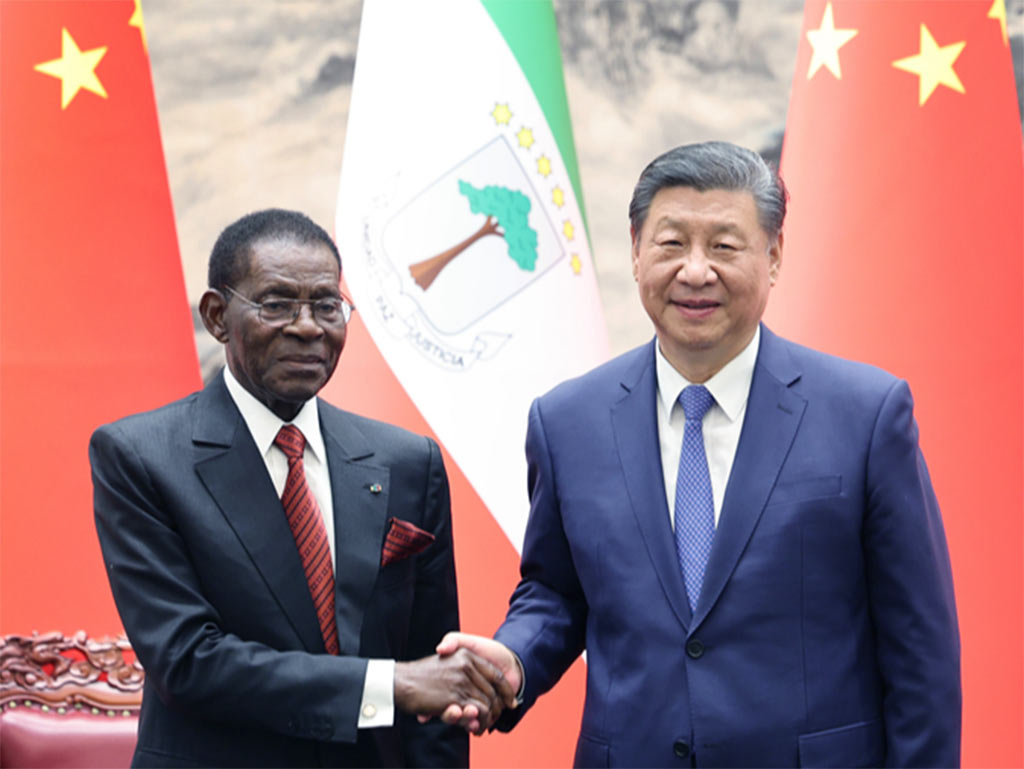 Presidente de Guinea Ecuatorial Teodoro Obiang Nguema Mbasogo, junto al presidente de China, Xi Jingping