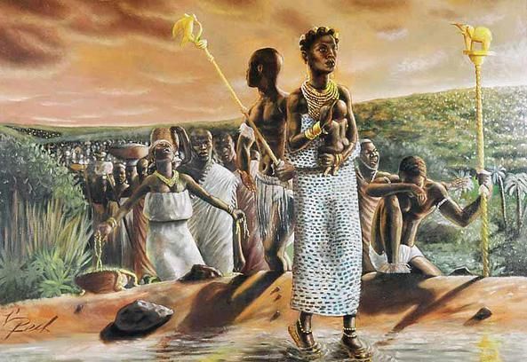 Sobrina del rey Osseï Tutu, fundador de la Confederación Ashanti de Ghana, debía sucederle en el trono (SXVIII) pero tuvo que conducir a su pueblo desde Ghana hasta Costa de Marfil, huyendo de una lucha fratricida sin piedad por la sucesión al trono Sobrina del rey Osseï Tutu, fundador de la Confederación Ashanti de Ghana, debía sucederle en el trono (SXVIII) pero tuvo que conducir a su pueblo desde Ghana hasta Costa de Marfil, huyendo de una lucha fratricida sin piedad por la sucesión al trono