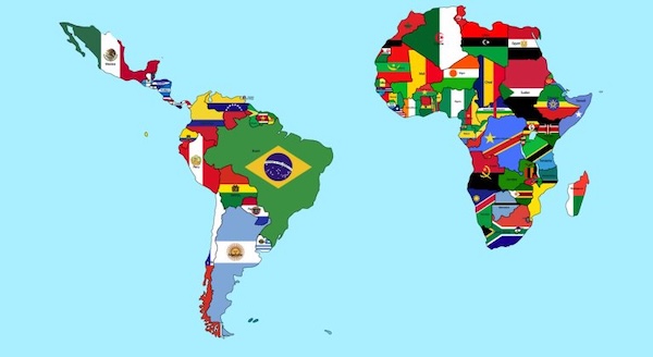 America Latina- Caribe- Africa- mapa
