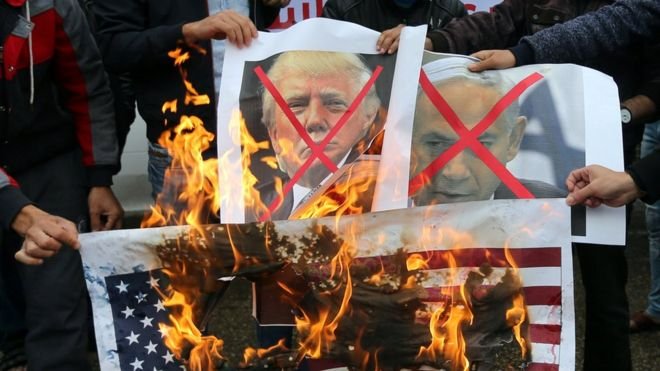 Antes de que Trump oficializara su decisión ya había protestas en su contra en los territorios palestínos