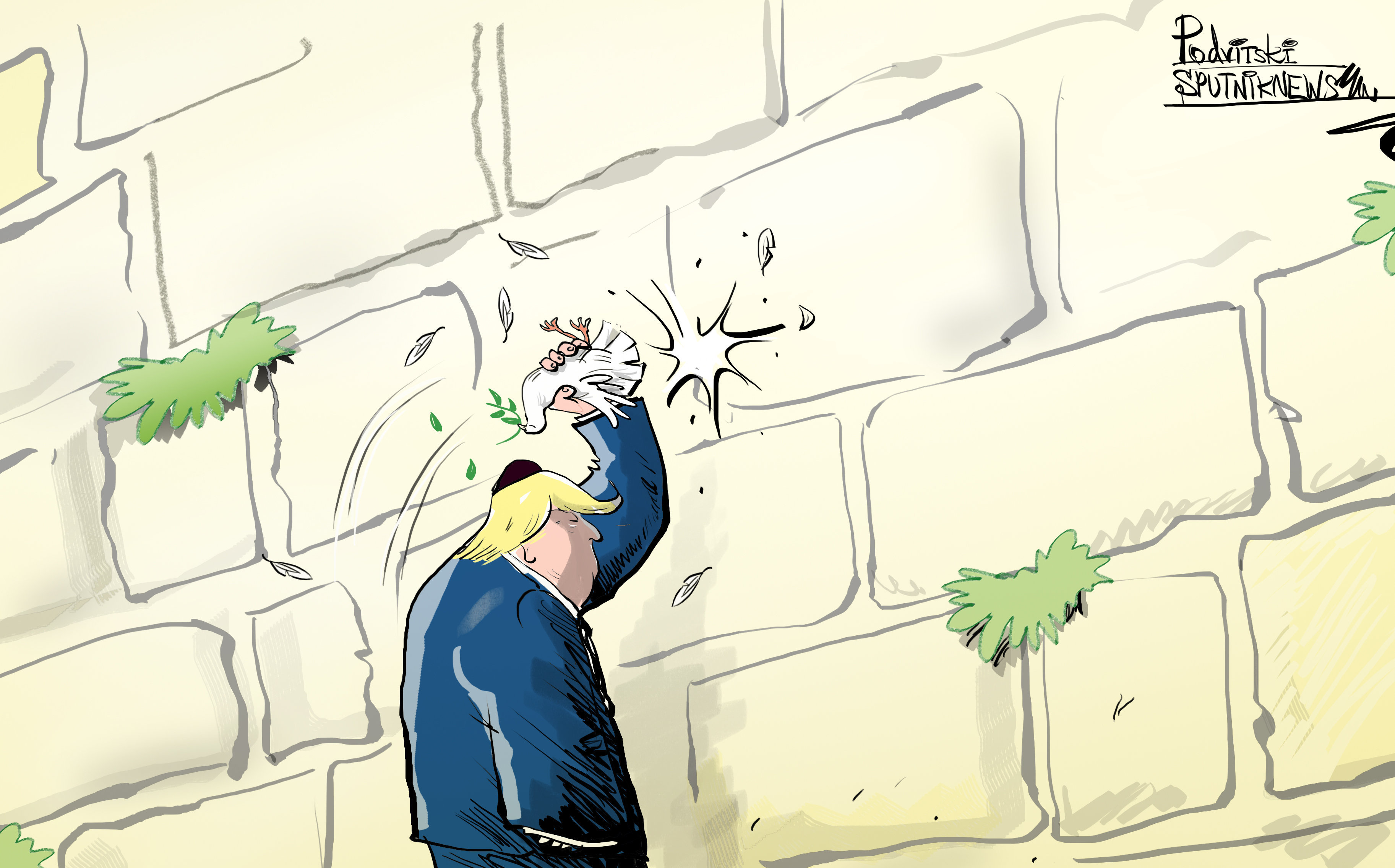 Caricatura de Trump publicada por Sputnik