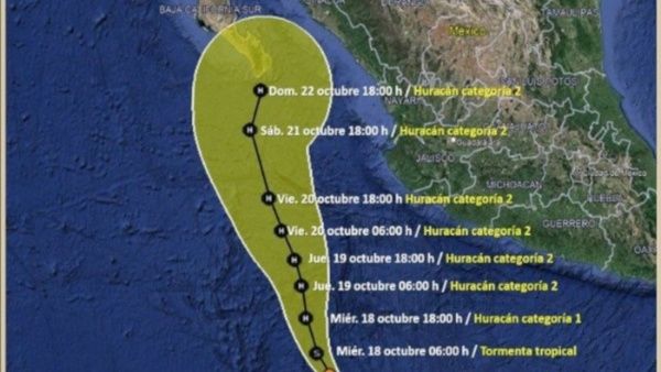 Norma tiene una trayectoria que la llevará al norte. Se prevé que este miércoles la tormenta tome fuerza y se convierta en un huracán categoría 1.