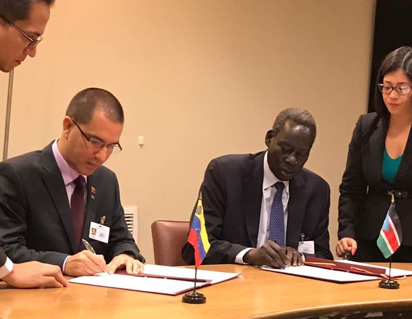 Suscripción de las Relaciones Diplomaticas con la República de Sudán del Sur