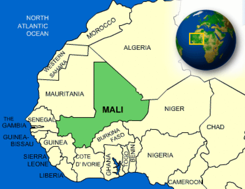 Ubicación geográfica de la República de Mali