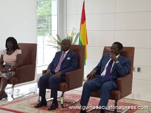 Presidente de la República de Guinea Ecuatorial S. E. Obiang Nguema Mbasogo y su homólogo de Guinea Bissau S. E. José Mario Vaz