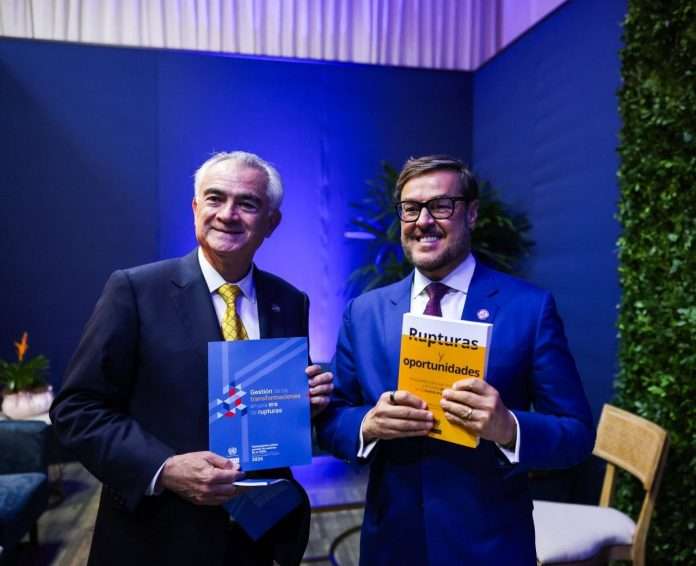 Encuentro entre el ministro para Relaciones Exteriores y Comercio Internacional, Félix Plasencia, y el secretario ejecutivo de la Comisión Económica de las Naciones Unidas para América Latina y el Caribe (CEPAL), José Manuel Salazar